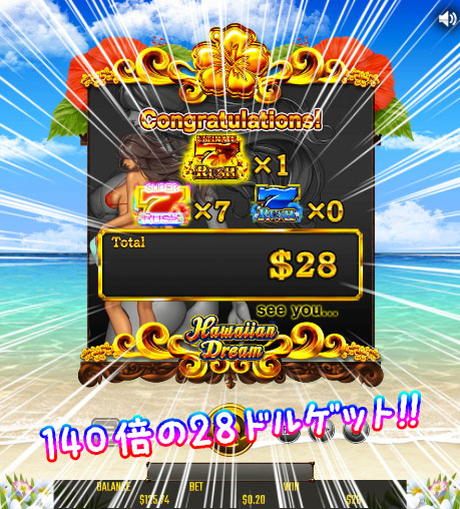 HAWAIIAN DREAM 赤７から金７昇格