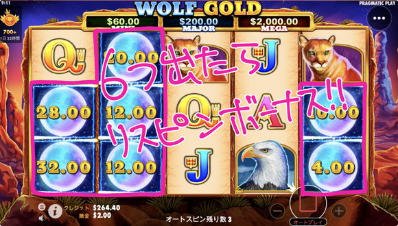 Wolf Goldのマネーリスピンボーナス