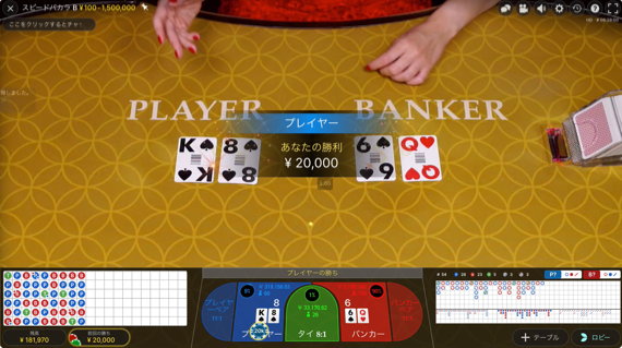 バカラ2万勝ち