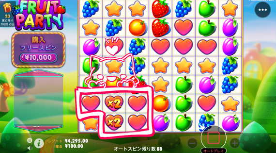 FRUIT PARTY 倍率アップシンボル