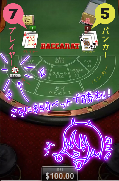 50ドルベット②勝利