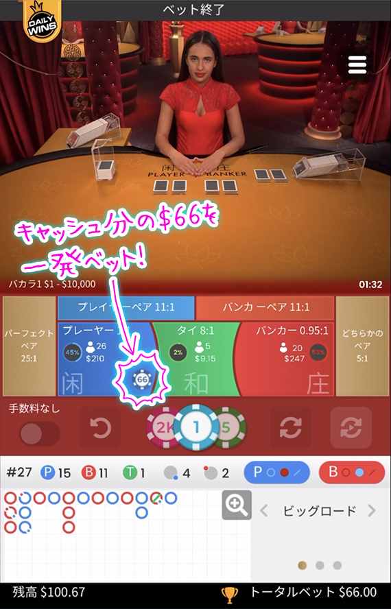 66ドル一発ベット