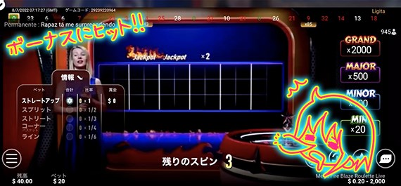 ボーナスにヒット