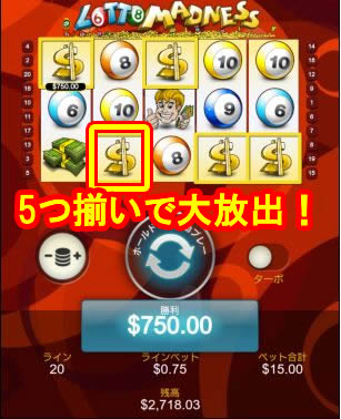 熱狂ロト750ドルゲット