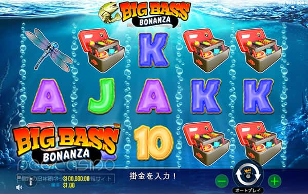 スロット「BigBassBonanza」の画面