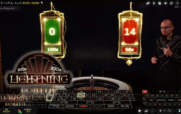 ルーレット「Lightning Roulette(ライブ)」 ルーレット「Lightning Roulette(ライブ)」