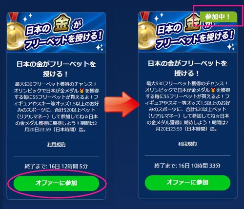 日本の金がフリーベットを授ける！に参加表明をする