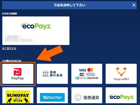 『PayPay』を選択して、決済ページに移動